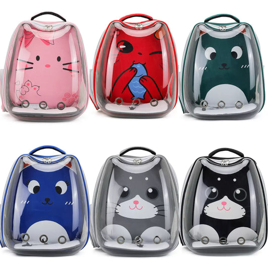 PB339-Mochila transparente cara gato